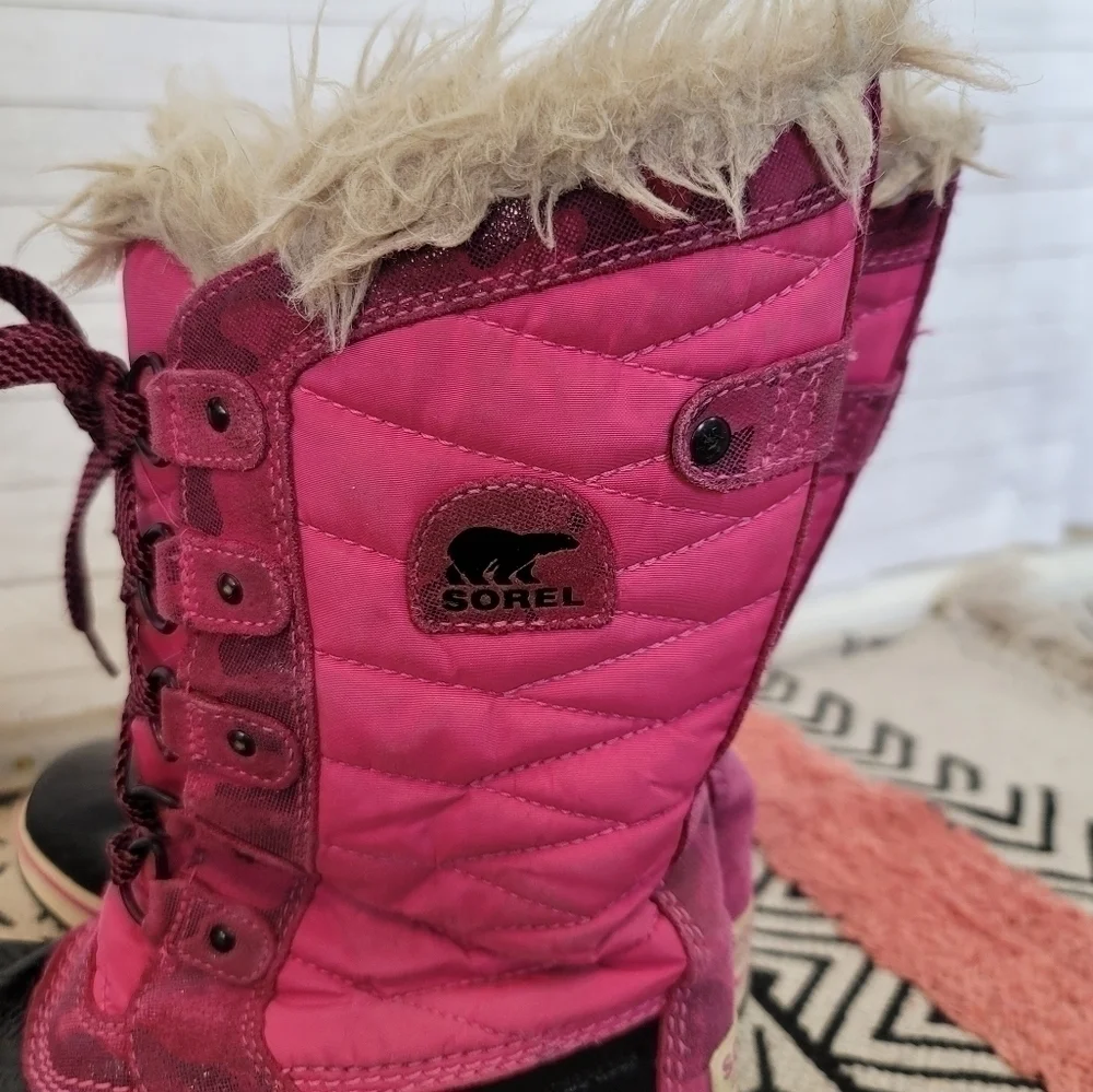 SOREL TOFINO PINK CAMO WATERPROOF SNOW BOOTS, SZ 3